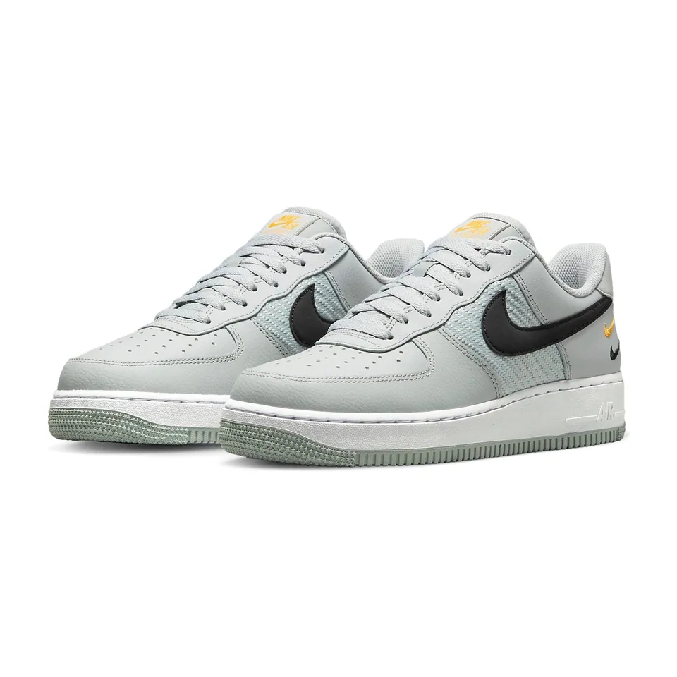 Nike Air Force 1, Light Silver - Black - Orange (2)