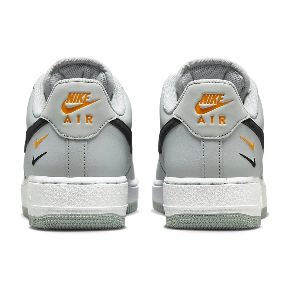 Nike Air Force 1, Light Silver - Black - Orange (4)