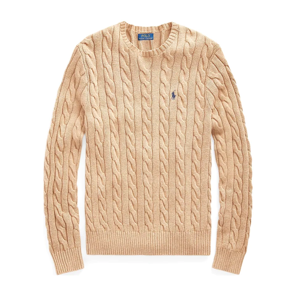 Ralph Lauren Cable-Knit Crewneck Sweater, Camel Melange