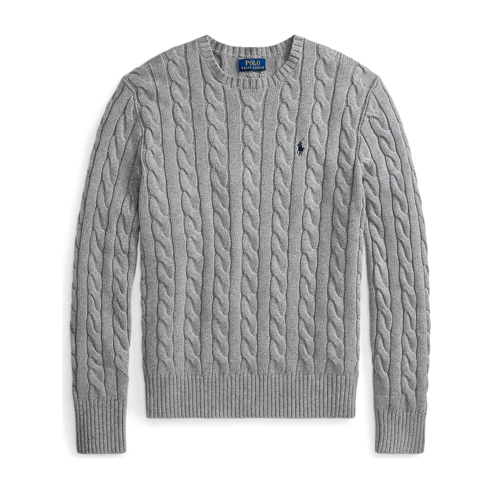 Ralph Lauren Cable-Knit Crewneck Sweater, Grey Heather