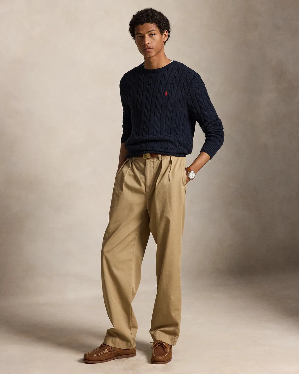 Ralph Lauren Cable-Knit Crewneck Sweater, Hunter Navy (Red Pony) (3)