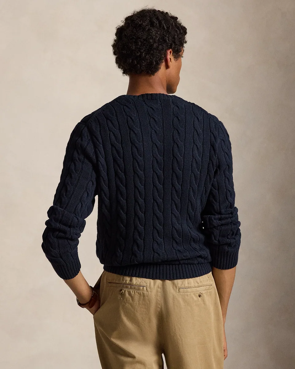 Ralph Lauren Cable-Knit Crewneck Sweater, Hunter Navy (Red Pony) (4)