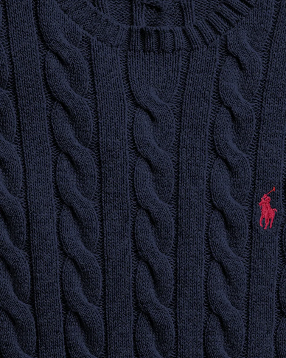 Ralph Lauren Cable-Knit Crewneck Sweater, Hunter Navy (Red Pony) (6)