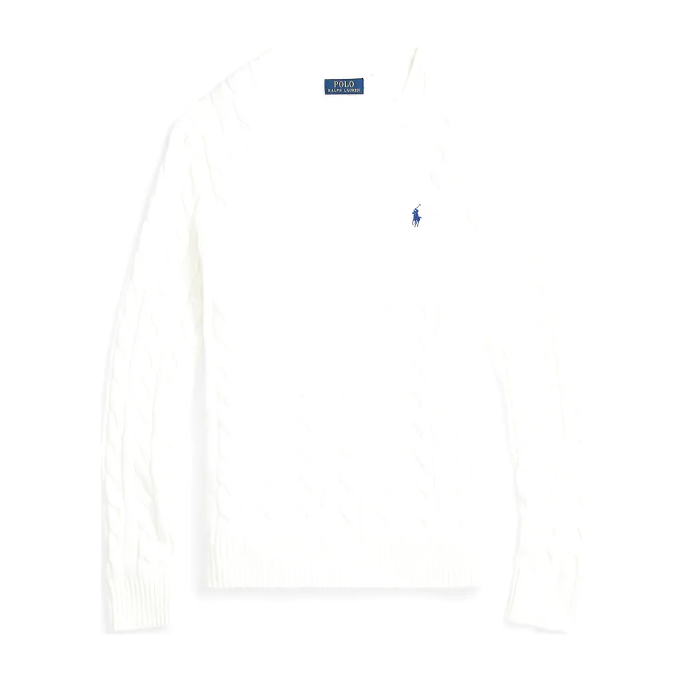 Ralph Lauren Cable-Knit Crewneck Sweater, White