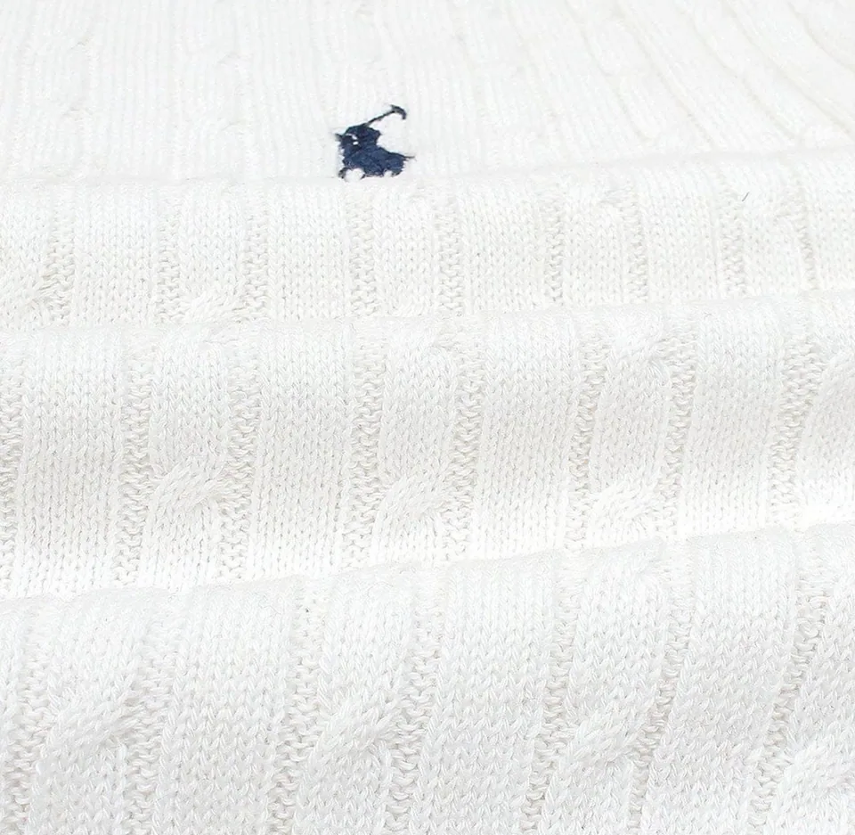 Ralph Lauren Cable-Knit Polo Sweater (Short Sleeve), Andover Cream (2)
