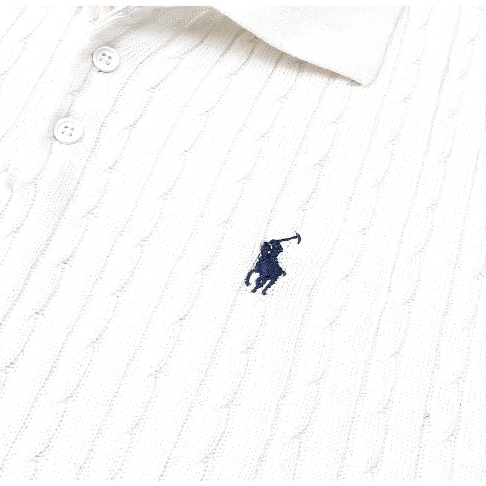Ralph Lauren Cable-Knit Polo Sweater (Short Sleeve), Andover Cream (4)