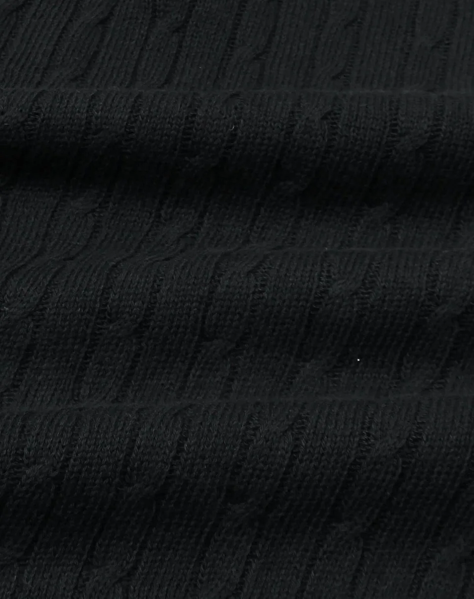 Ralph Lauren Cable-Knit Polo Sweater (Short Sleeve), Black (2)