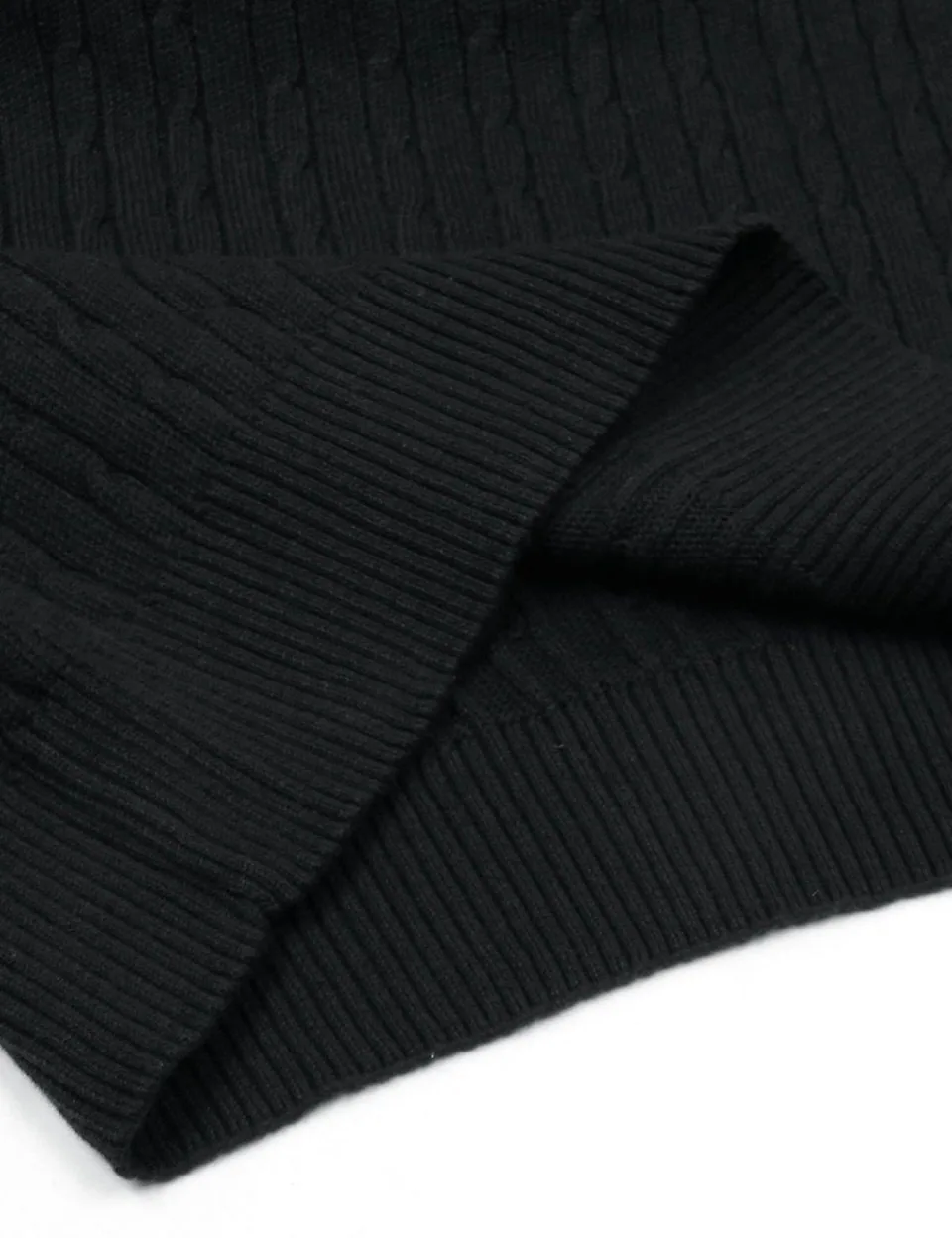 Ralph Lauren Cable-Knit Polo Sweater (Short Sleeve), Black (3)