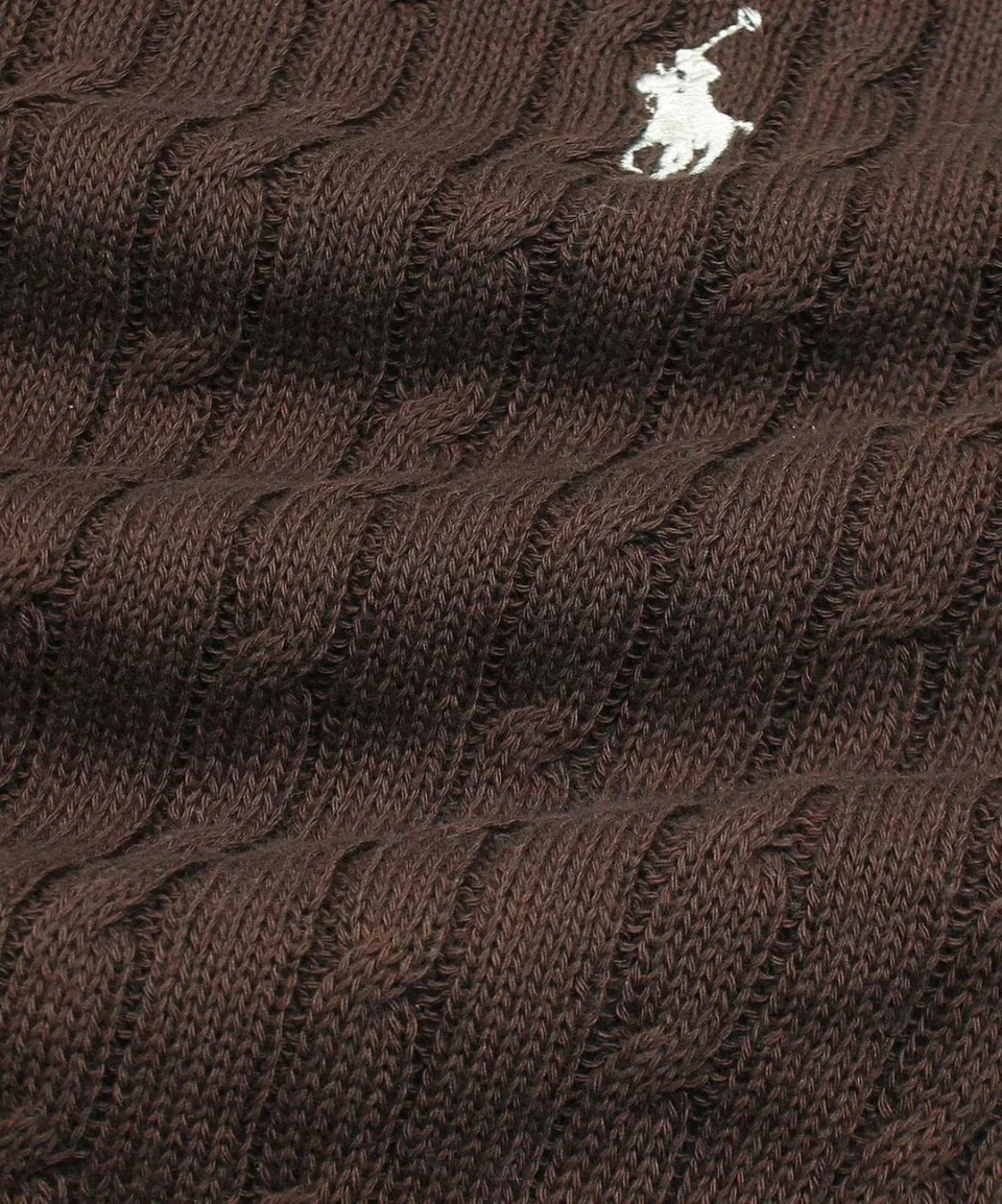 Ralph Lauren Cable-Knit Polo Sweater (Short Sleeve), Brown (3)