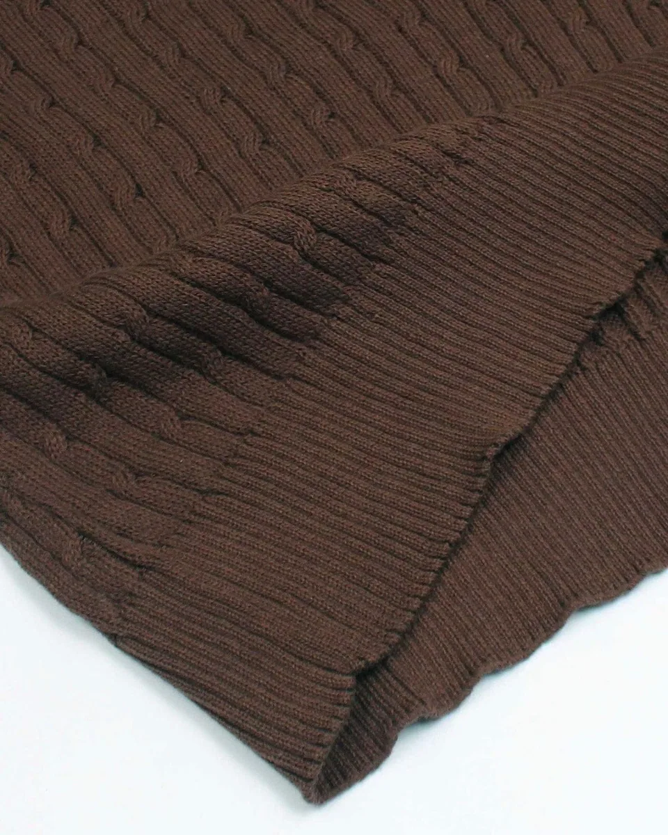 Ralph Lauren Cable-Knit Polo Sweater (Short Sleeve), Brown (5)