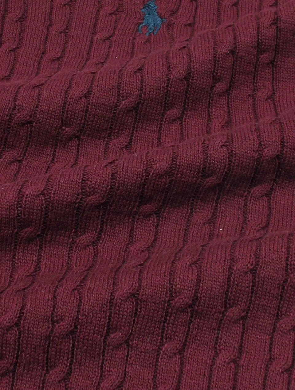 Ralph Lauren Cable-Knit Polo Sweater (Short Sleeve), Burgundy (4)
