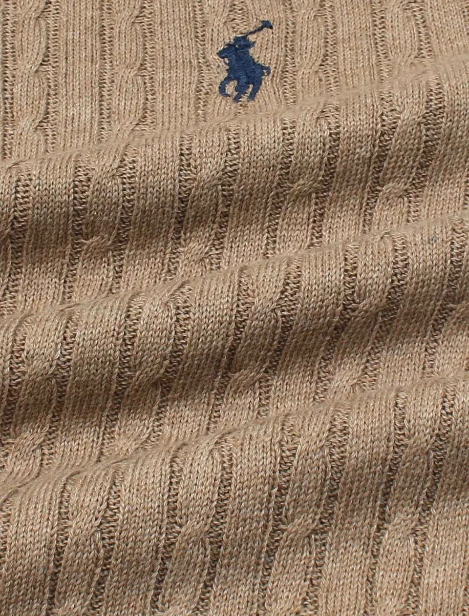 Ralph Lauren Cable-Knit Polo Sweater (Short Sleeve), Camel (2)
