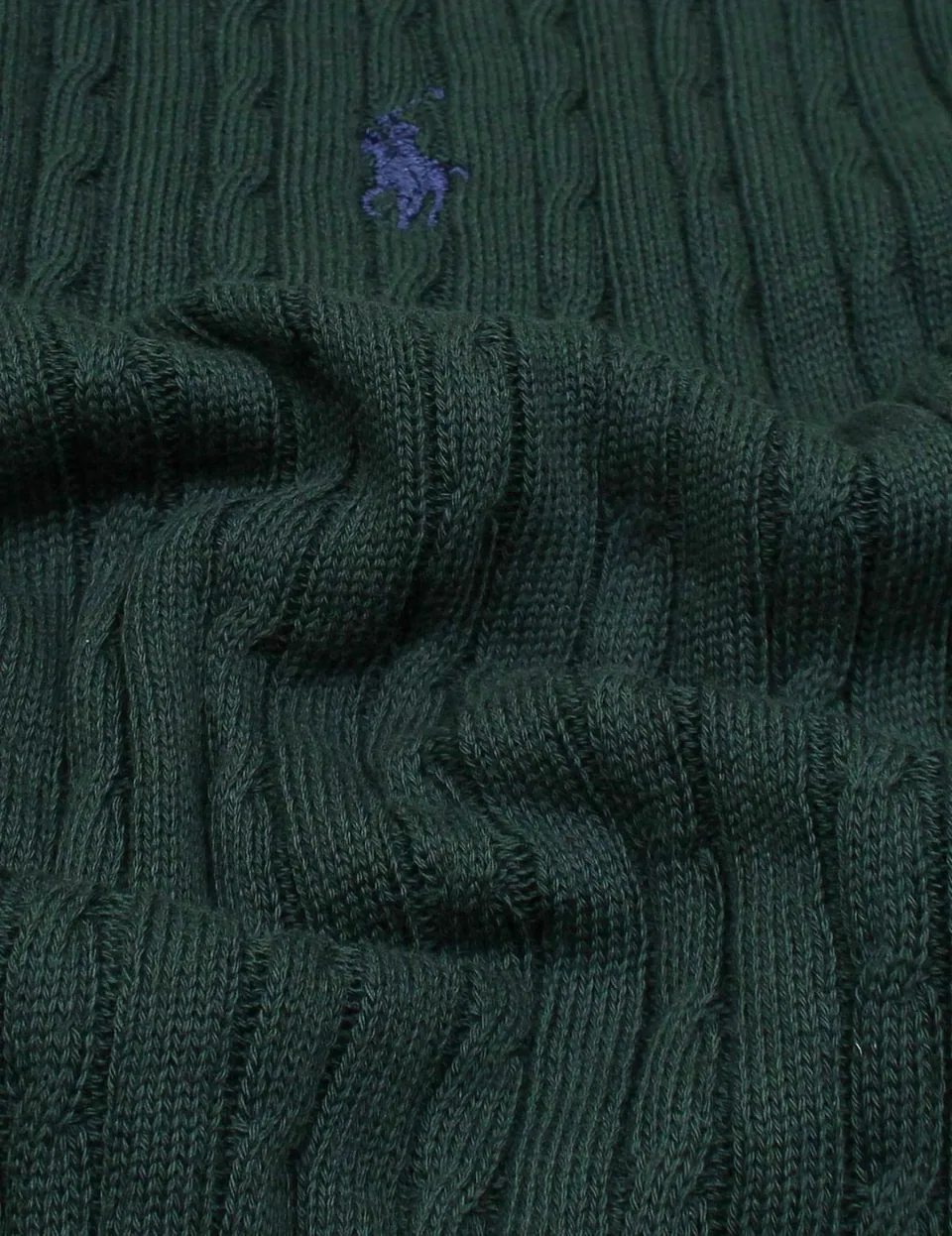 Ralph Lauren Cable-Knit Polo Sweater (Short Sleeve), Dark Green (2)