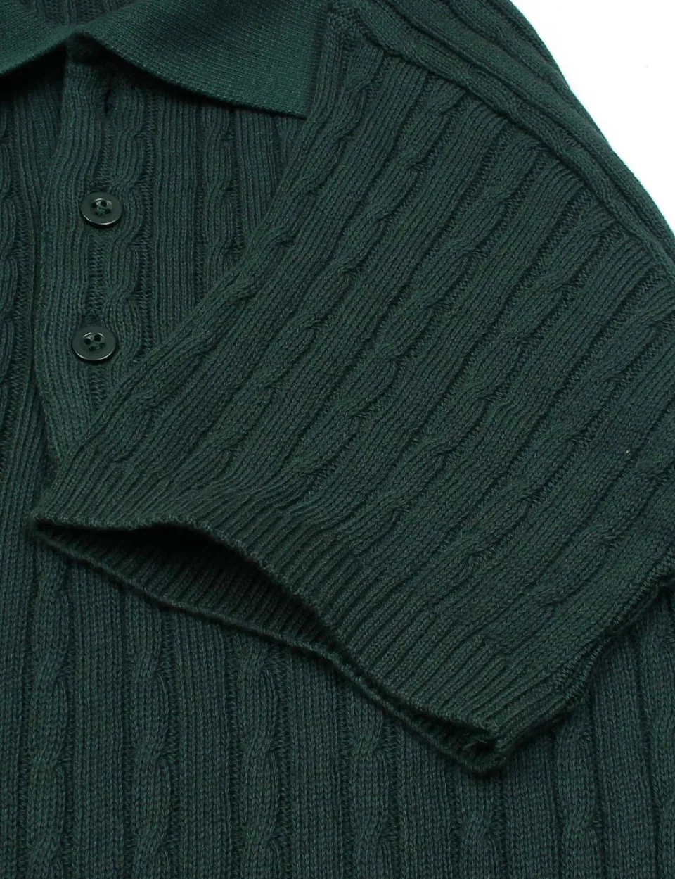 Ralph Lauren Cable-Knit Polo Sweater (Short Sleeve), Dark Green (3)