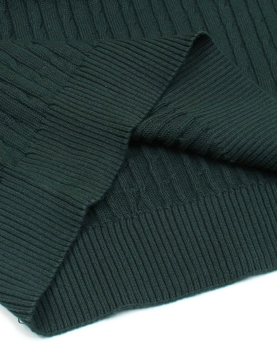 Ralph Lauren Cable-Knit Polo Sweater (Short Sleeve), Dark Green (5)