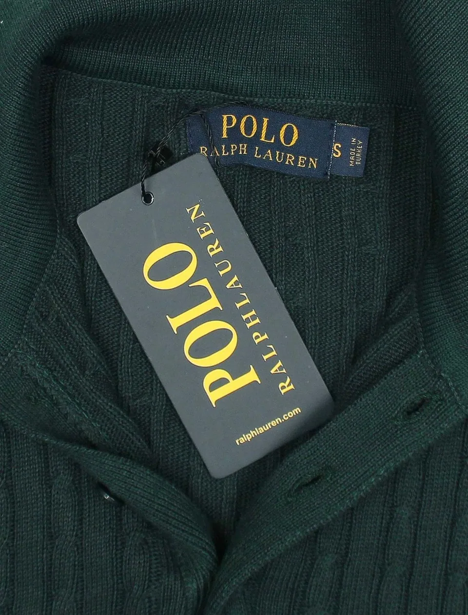 Ralph Lauren Cable-Knit Polo Sweater (Short Sleeve), Fawn Grey Heather (3)