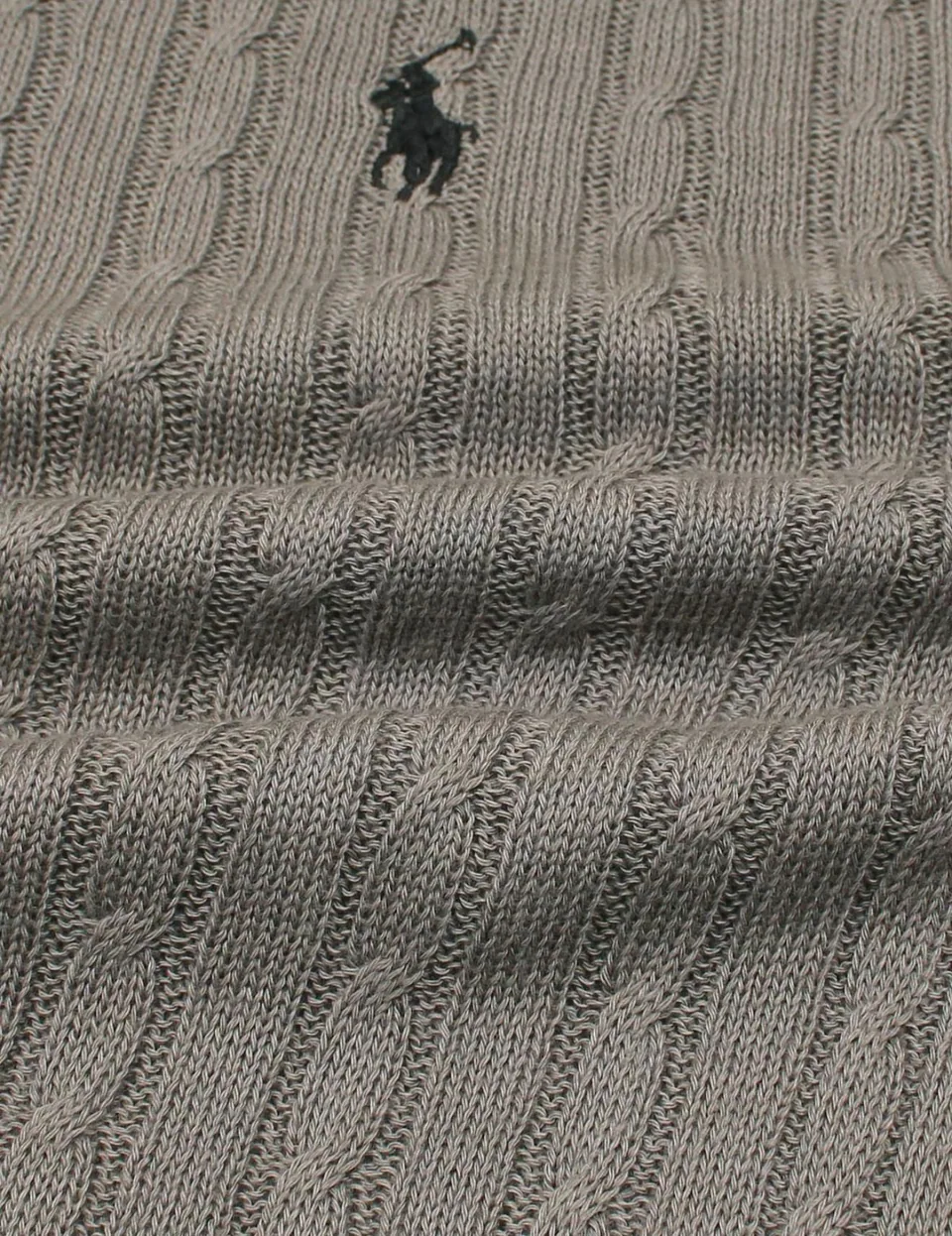 Ralph Lauren Cable-Knit Polo Sweater (Short Sleeve), Fawn Grey Heather (4)