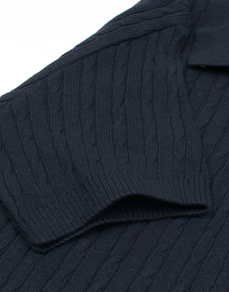 Ralph Lauren Cable-Knit Polo Sweater (Short Sleeve), Navy (6)