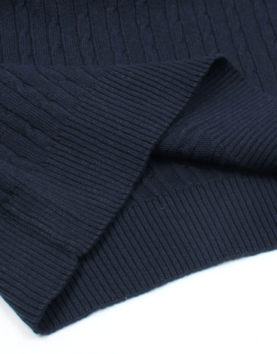 Ralph Lauren Cable-Knit Polo Sweater (Short Sleeve), Navy (7)