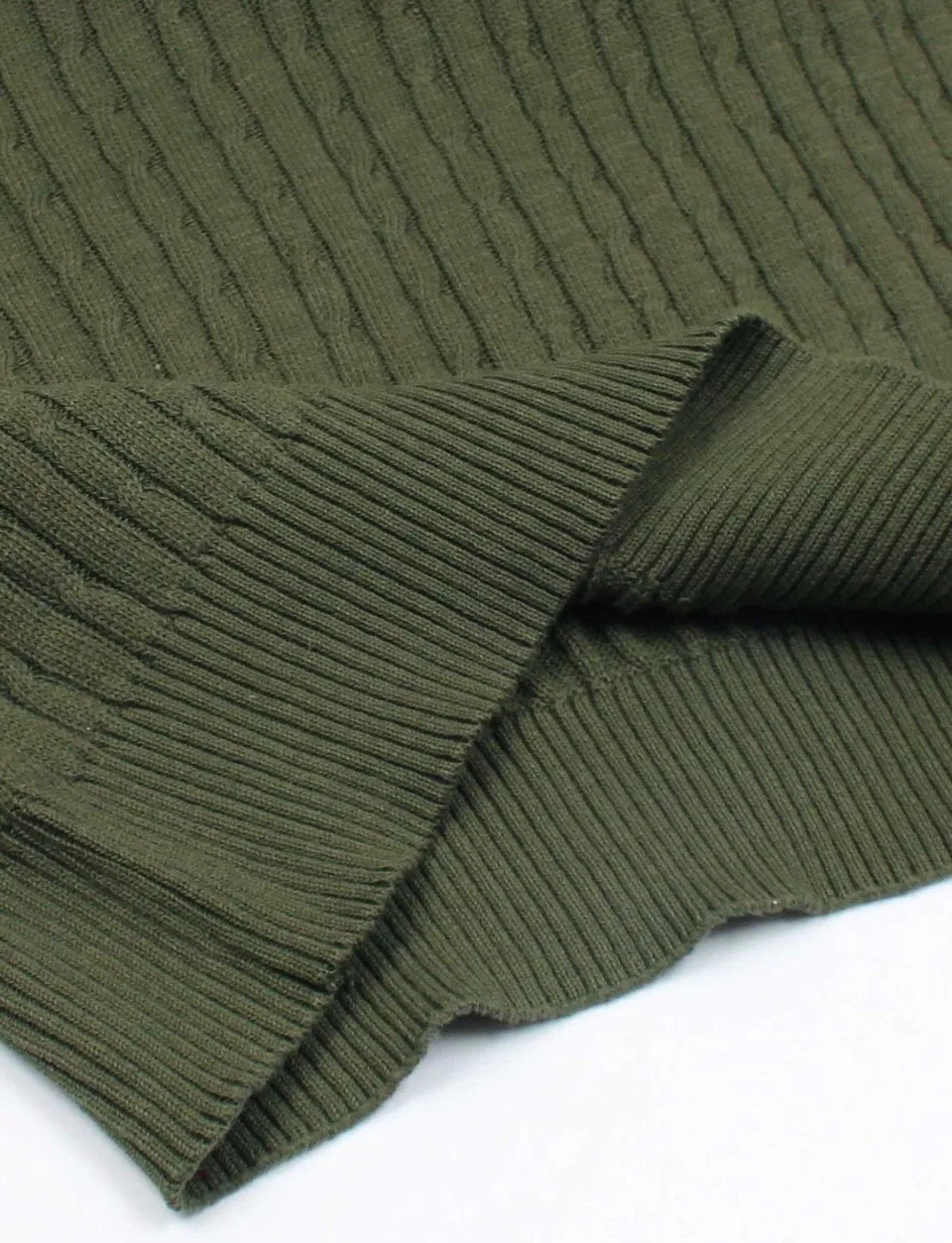 Ralph Lauren Cable-Knit Polo Sweater (Short Sleeve), Olive (2)