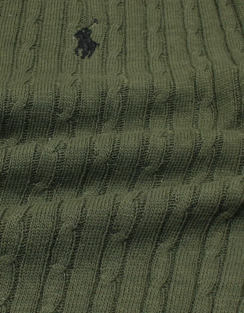 Ralph Lauren Cable-Knit Polo Sweater (Short Sleeve), Olive (7)