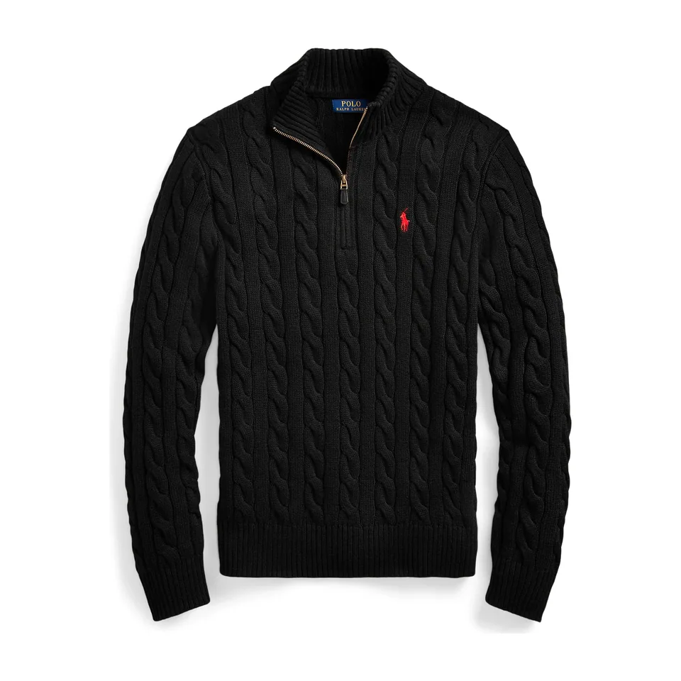 Ralph Lauren Cable-Knit Quarter-Zip, Black (4)