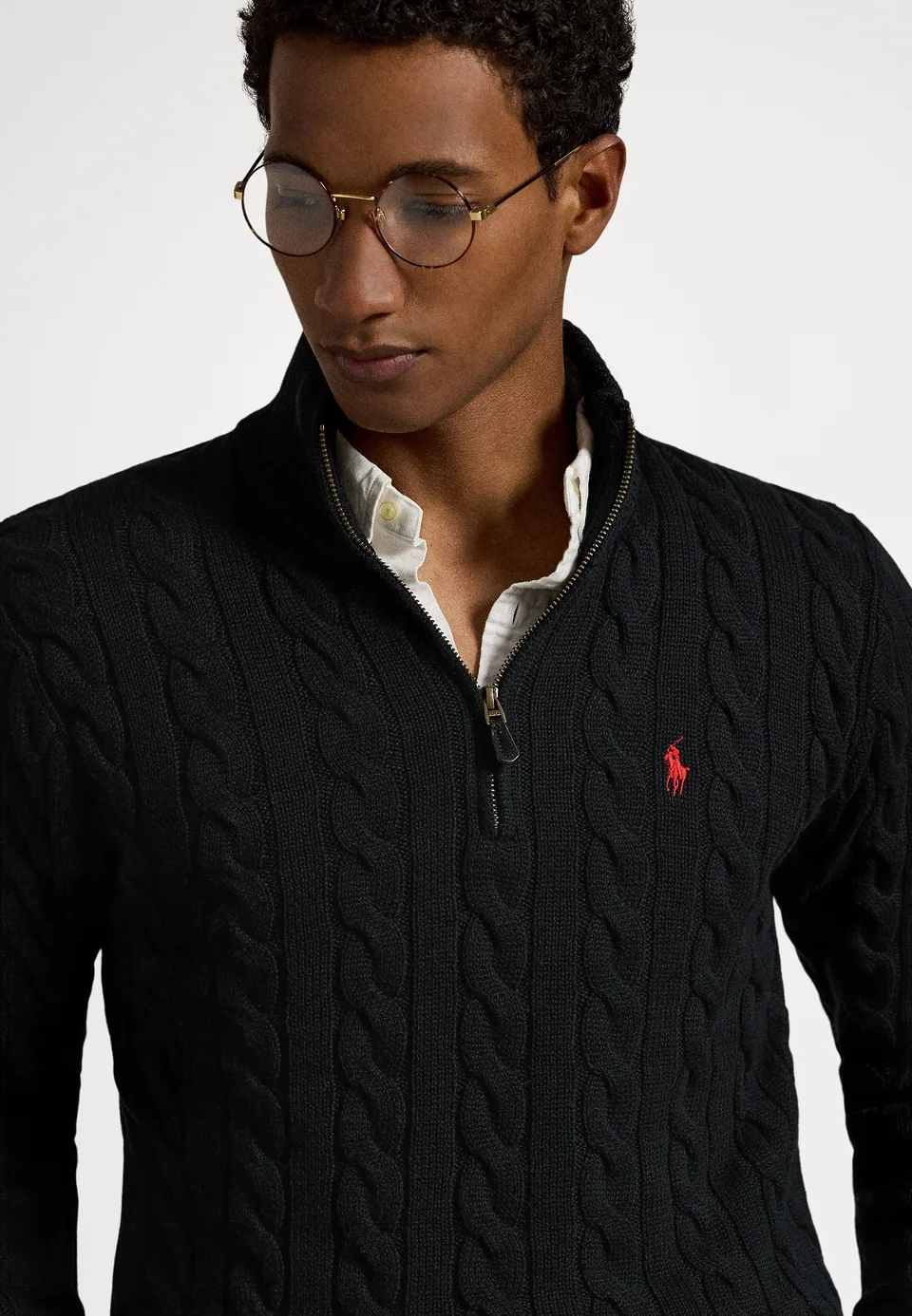 Ralph Lauren Cable-Knit Quarter-Zip, Black (5)