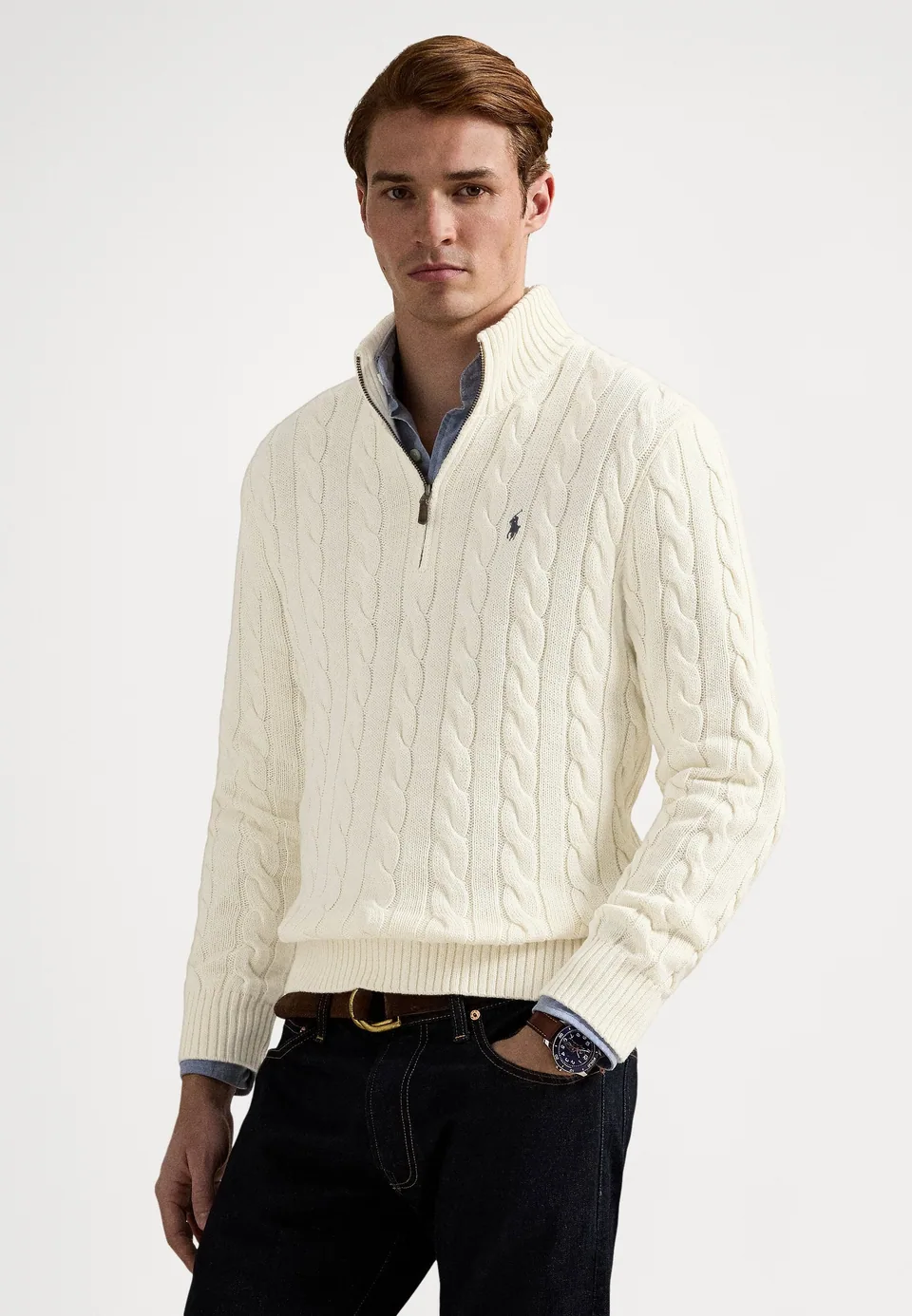 Ralph Lauren Cable-Knit Quarter-Zip, Cream (2)