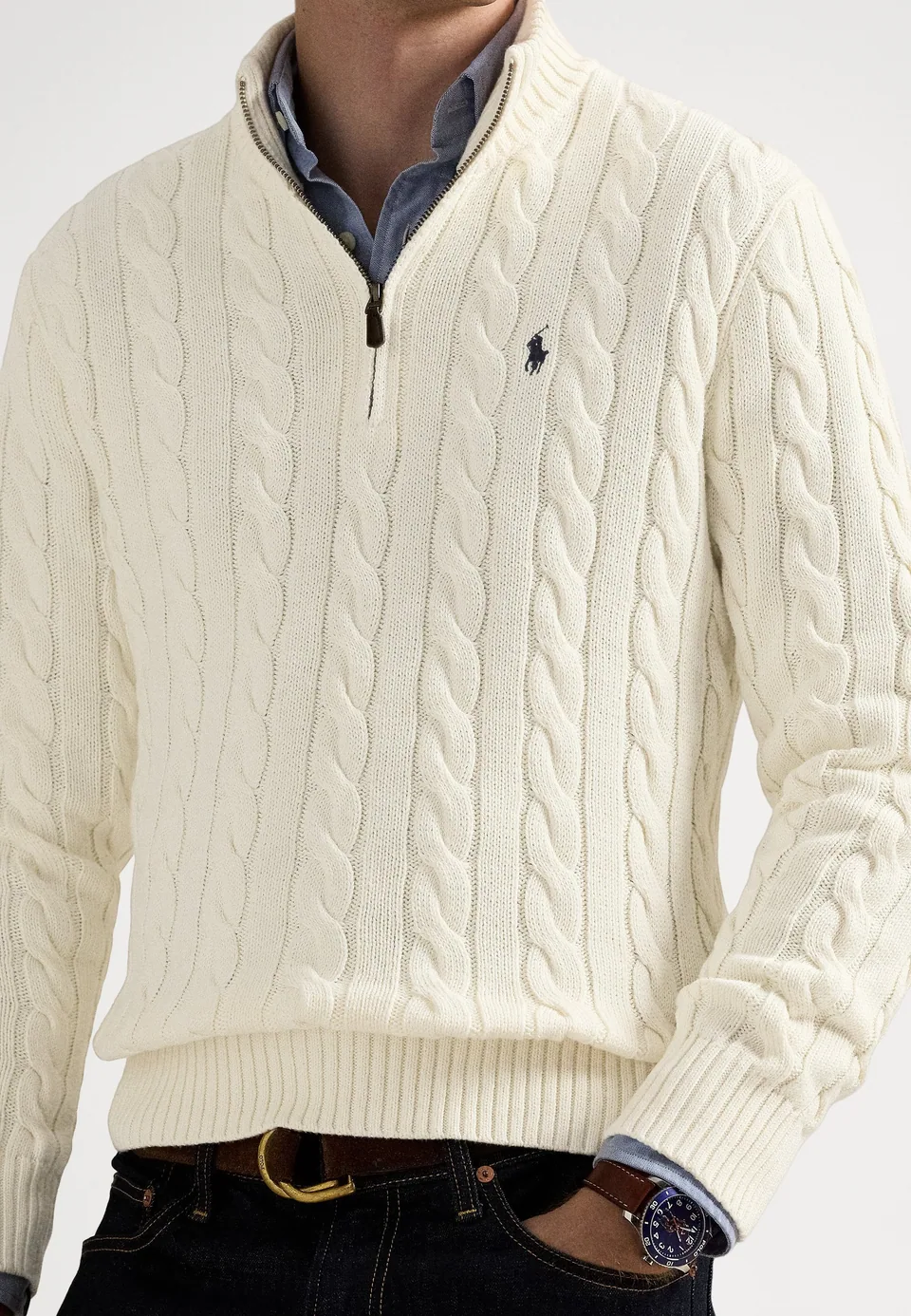 Ralph Lauren Cable-Knit Quarter-Zip, Cream (3)