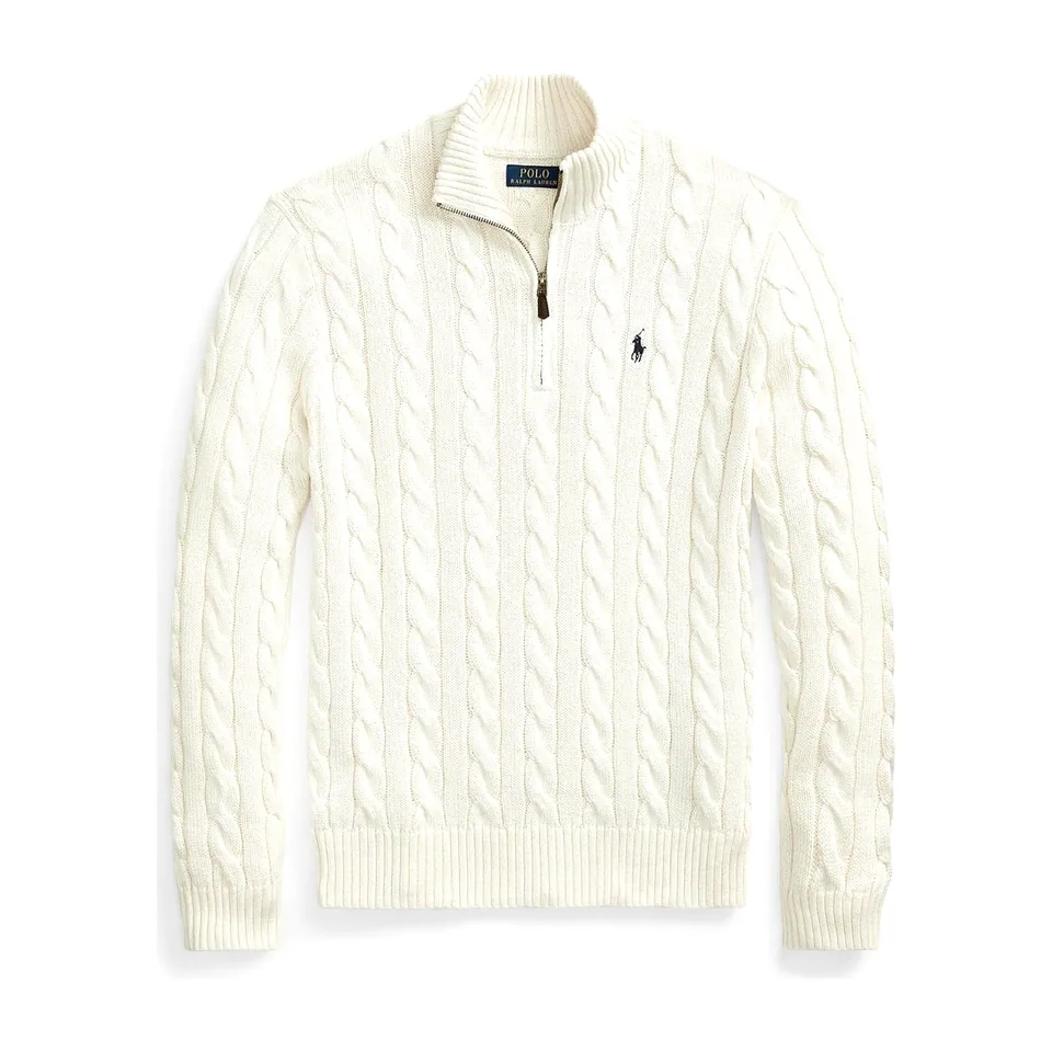 Ralph Lauren Cable-Knit Quarter-Zip, Cream (5)