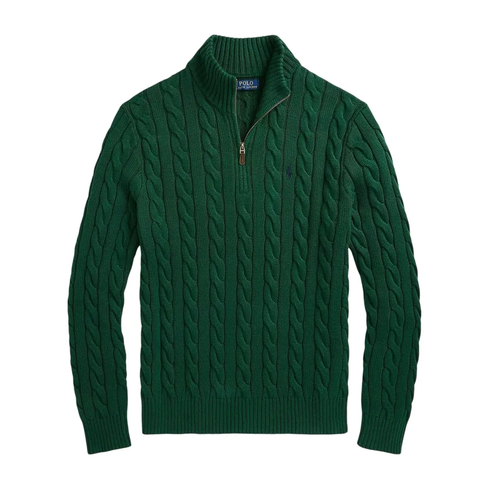 Ralph Lauren Cable-Knit Quarter-Zip, Hunter Green