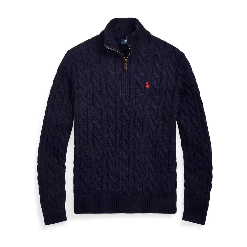Ralph Lauren Cable-Knit Quarter-Zip, Navy