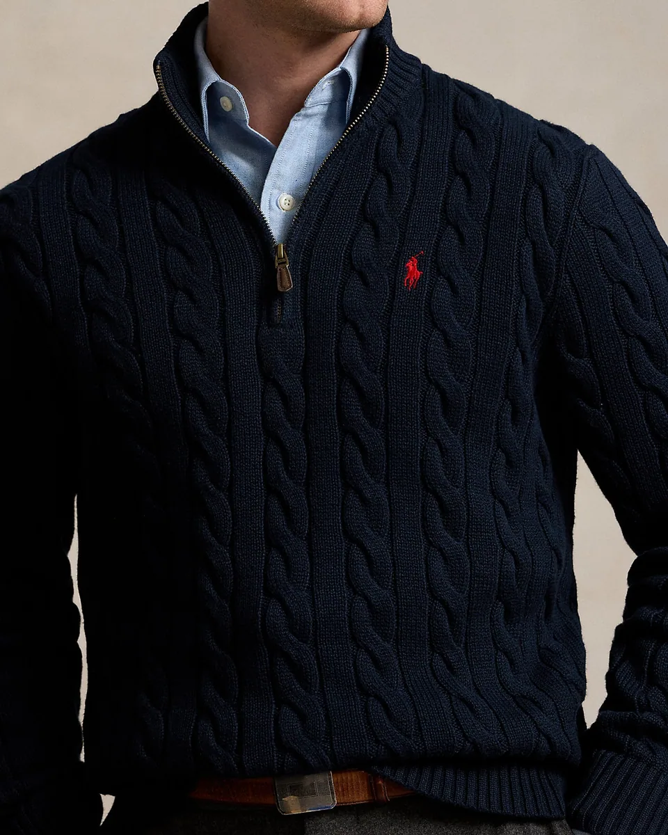 Ralph Lauren Cable-Knit Quarter-Zip, Navy (3)