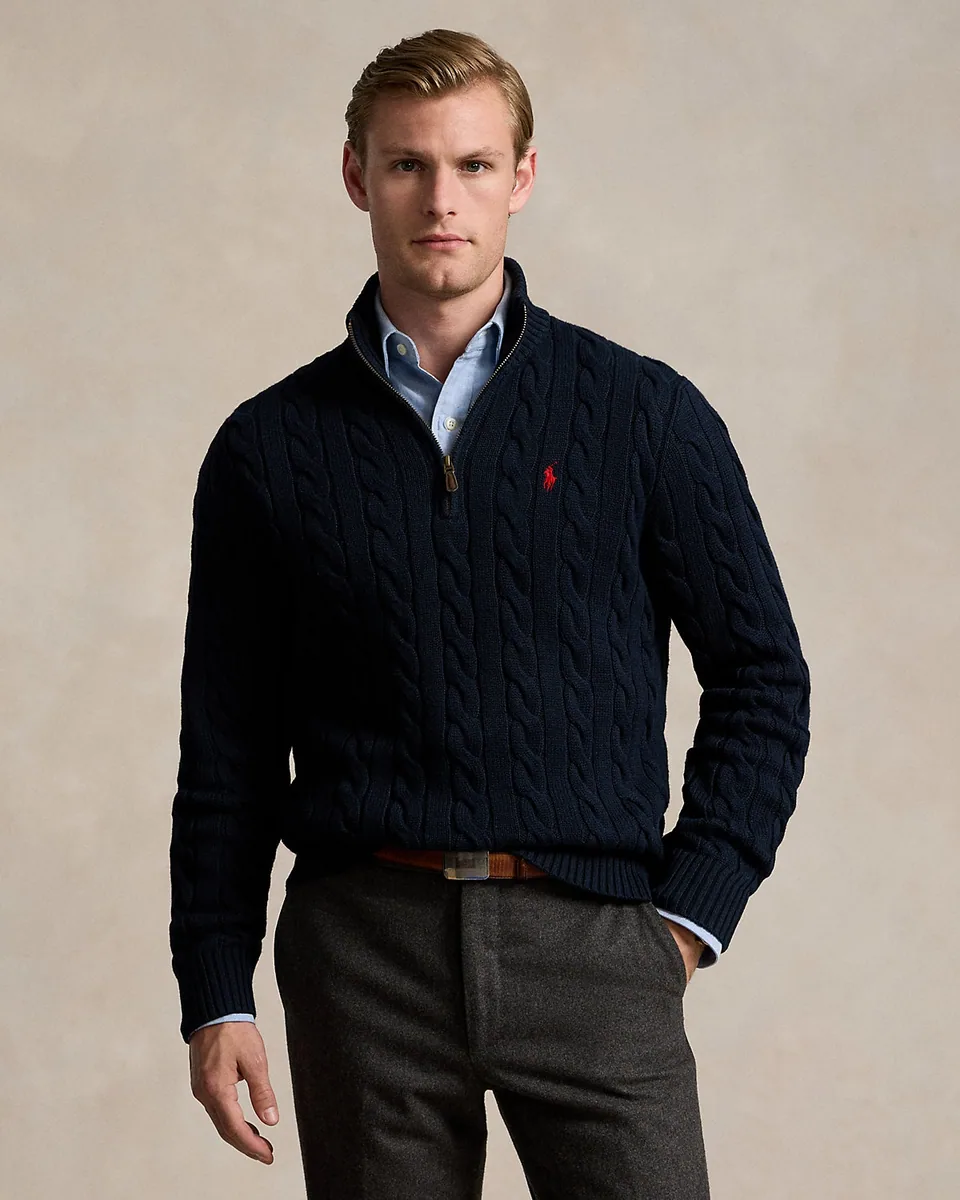 Ralph Lauren Cable-Knit Quarter-Zip, Navy (4)