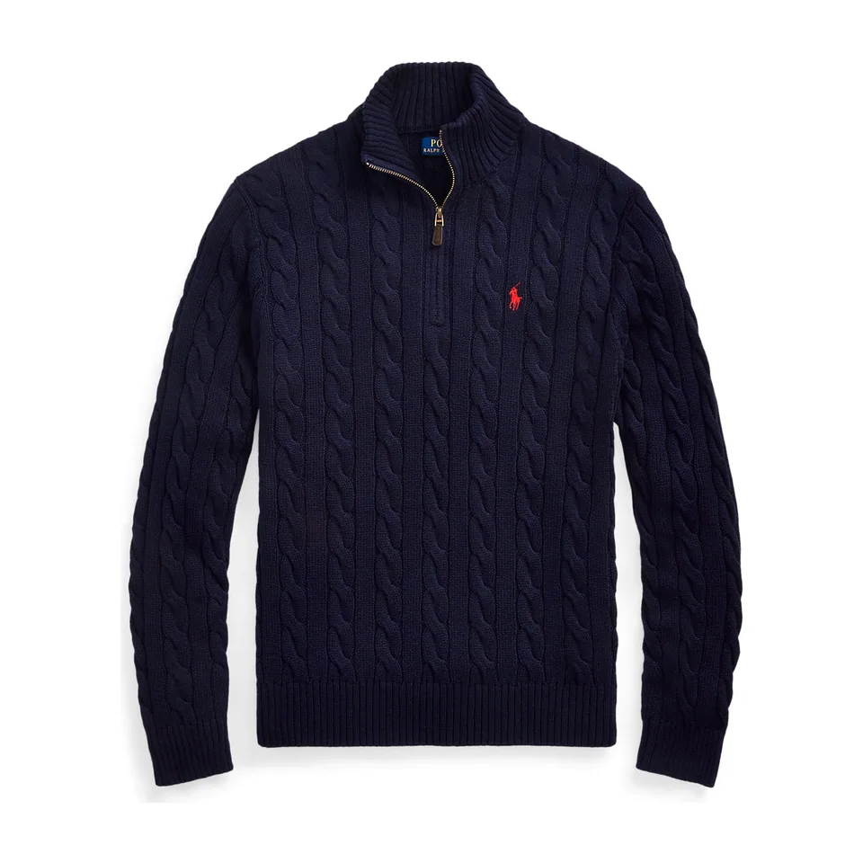 Ralph Lauren Cable-Knit Quarter-Zip, Navy (5)