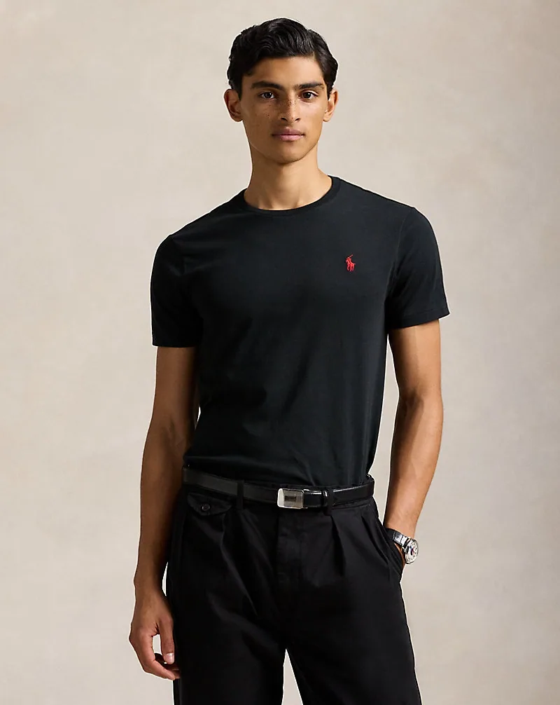Ralph Lauren Custom Slim Fit Jersey T-Shirt, Black (Red Pony) (2)