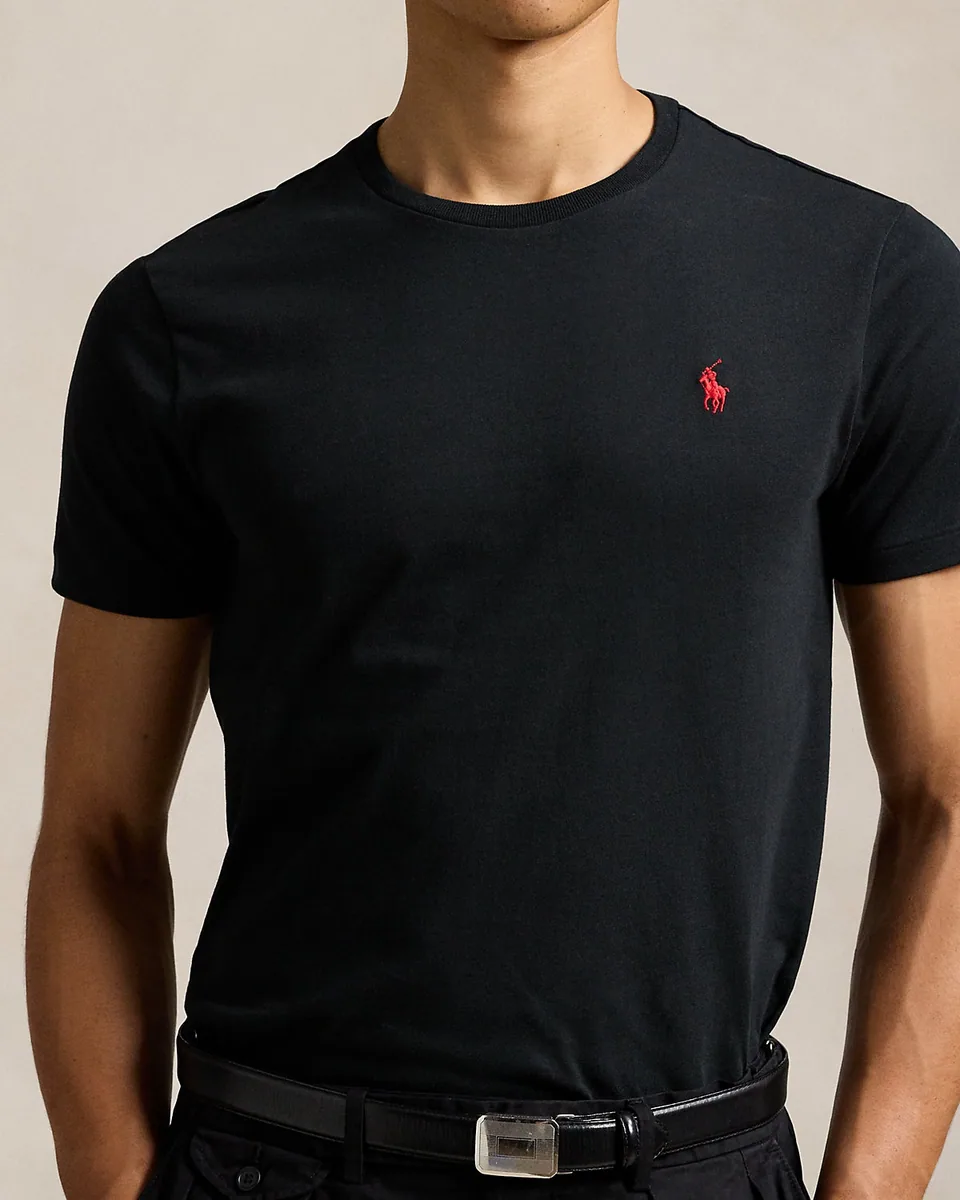 Ralph Lauren Custom Slim Fit Jersey T-Shirt, Black (Red Pony) (3)