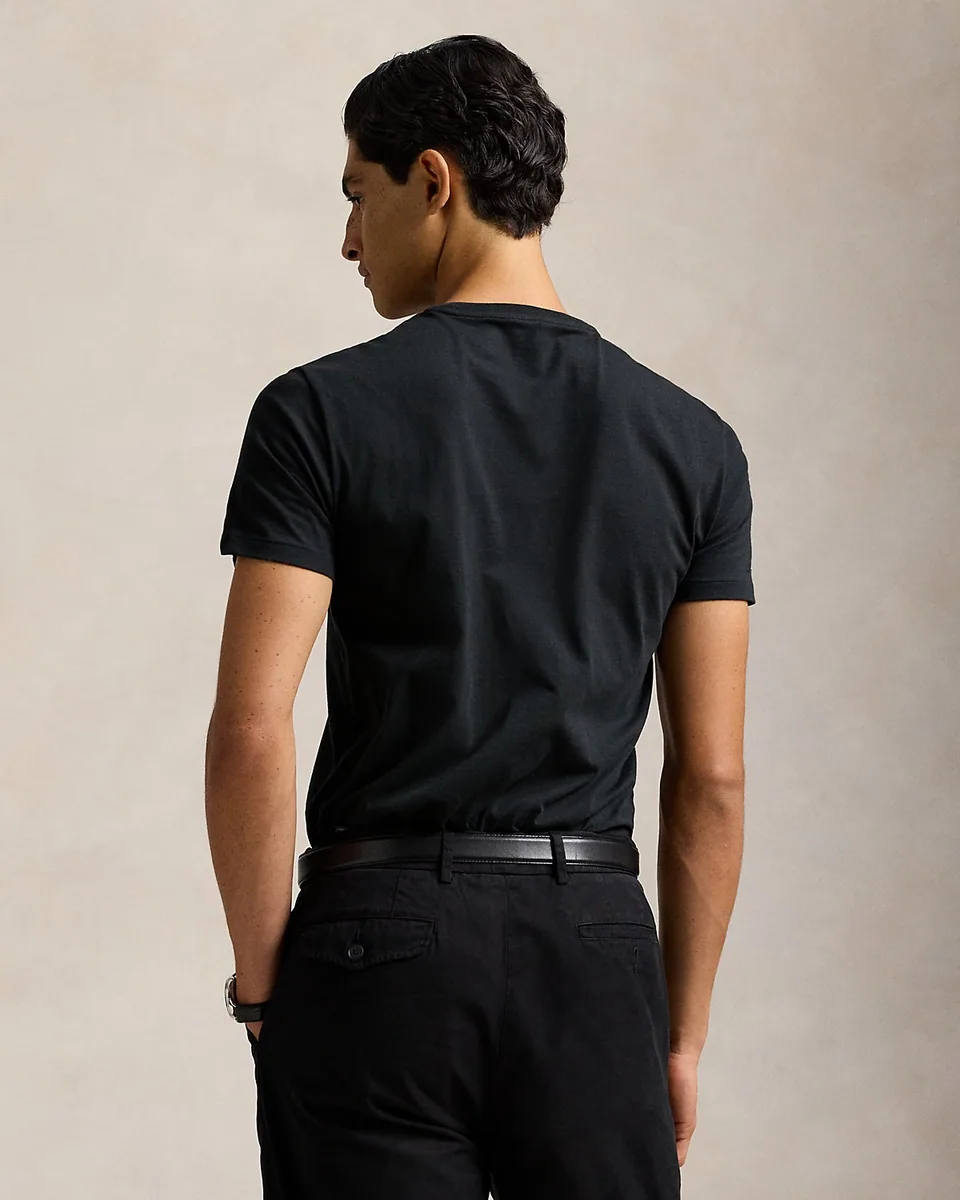 Ralph Lauren Custom Slim Fit Jersey T-Shirt, Black (Red Pony) (4)