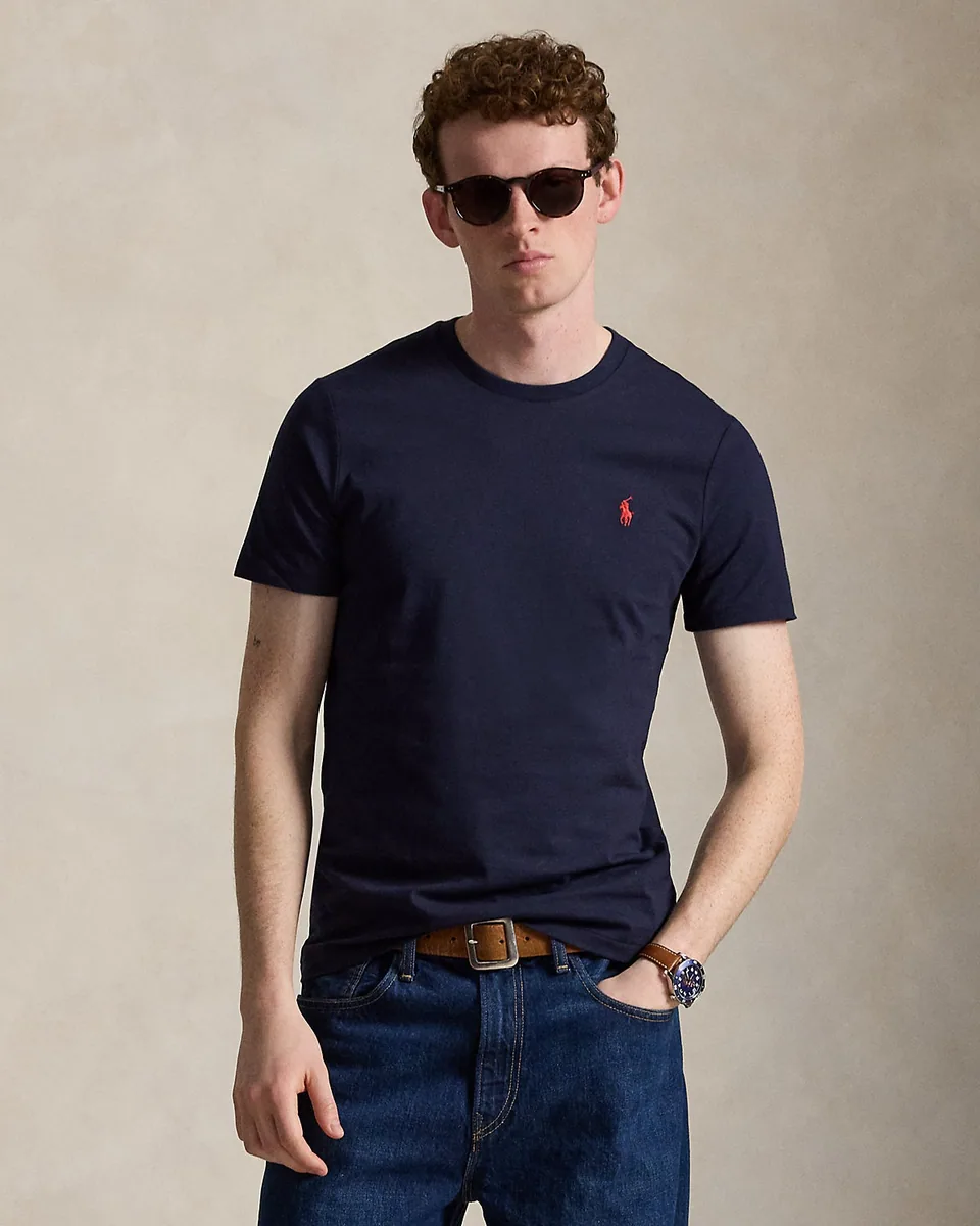 Ralph Lauren Custom Slim Fit Jersey T-Shirt, Navy (Red Pony) (4)