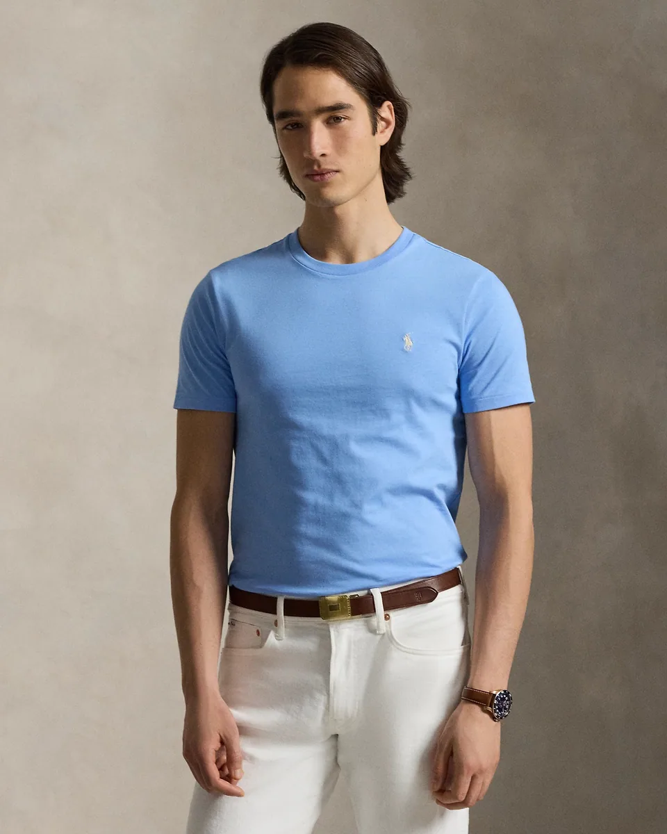 Ralph Lauren Custom Slim Fit Jersey T-Shirt, Sky Blue (2)