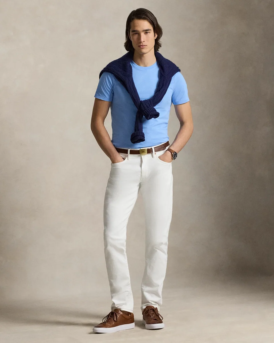 Ralph Lauren Custom Slim Fit Jersey T-Shirt, Sky Blue (3)