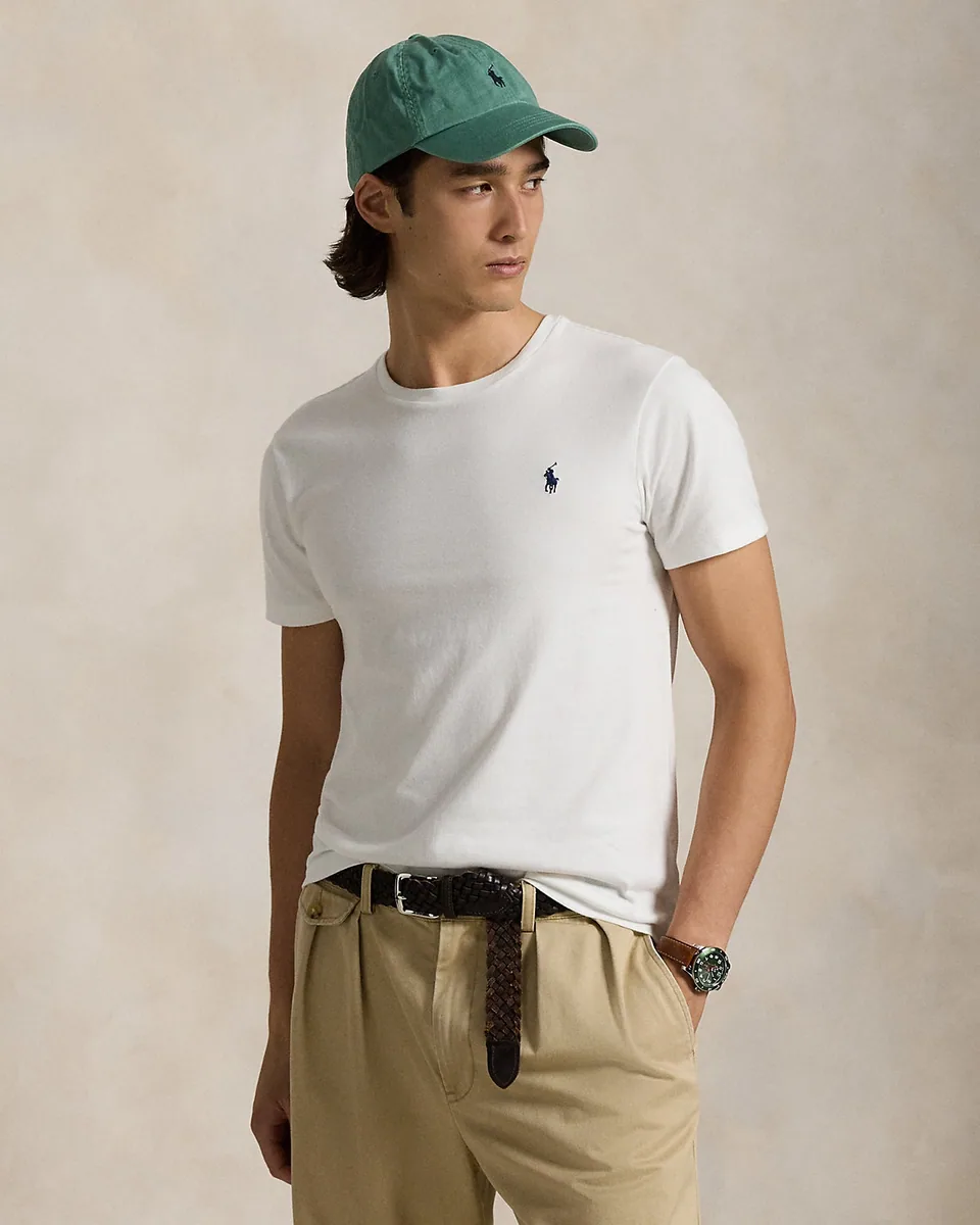 Ralph Lauren Custom Slim Fit Jersey T-Shirt, White (Navy Pony) (2)