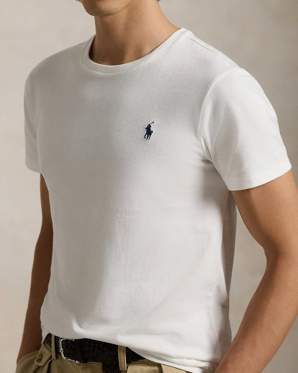 Ralph Lauren Custom Slim Fit Jersey T-Shirt, White (Navy Pony) (3)