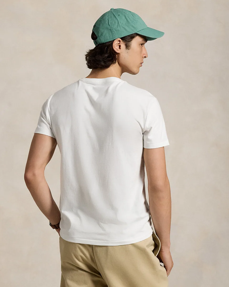 Ralph Lauren Custom Slim Fit Jersey T-Shirt, White (Navy Pony) (4)